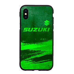 Чехол iPhone XS Max матовый Suzuki - green gradient посередине, цвет: 3D-черный