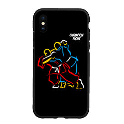 Чехол iPhone XS Max матовый Champion fight, цвет: 3D-черный