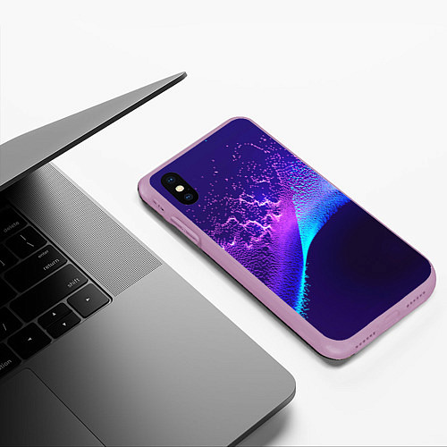 Чехол iPhone XS Max матовый Неоновые краски всплеск / 3D-Сиреневый – фото 3