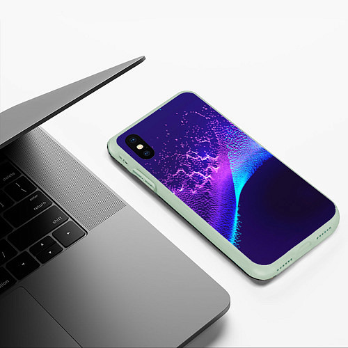 Чехол iPhone XS Max матовый Неоновые краски всплеск / 3D-Салатовый – фото 3