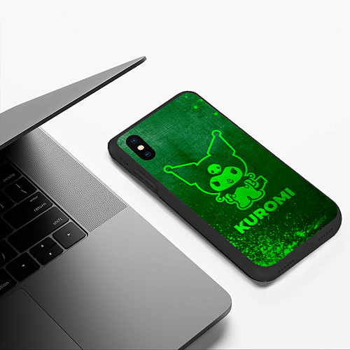 Чехол iPhone XS Max матовый Kuromi - green gradient / 3D-Черный – фото 3