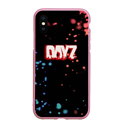 Чехол iPhone XS Max матовый Dayz краски боке, цвет: 3D-розовый