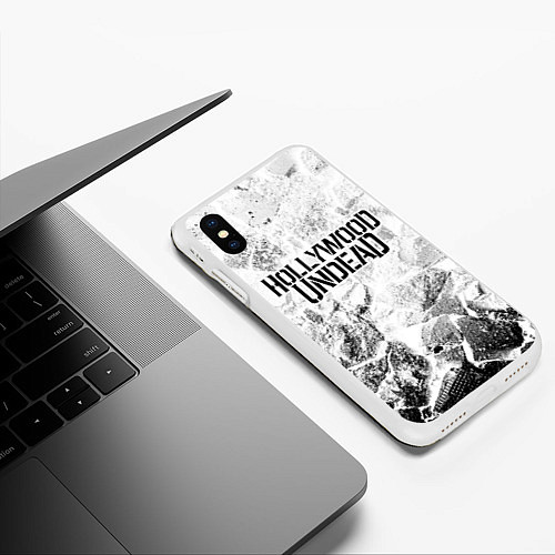 Чехол iPhone XS Max матовый Hollywood Undead white graphite / 3D-Белый – фото 3