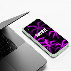 Чехол iPhone XS Max матовый Fortnite тропики, цвет: 3D-салатовый — фото 2