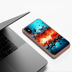 Чехол iPhone XS Max матовый Взрыв и мелкие осколки, цвет: 3D-коричневый — фото 2