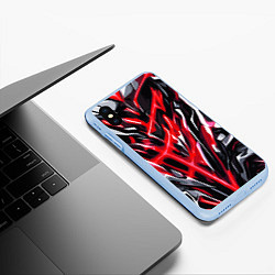 Чехол iPhone XS Max матовый Красная энергетическая абстракция, цвет: 3D-голубой — фото 2