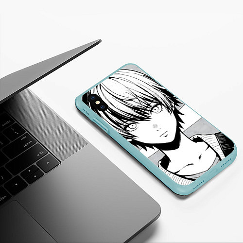 Чехол iPhone XS Max матовый A boy manga / 3D-Мятный – фото 3