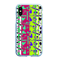 Чехол iPhone XS Max матовый Fortnite epic pattern, цвет: 3D-голубой