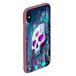 Чехол iPhone XS Max матовый Skull Minecraft - ai art fantasy, цвет: 3D-малиновый — фото 2