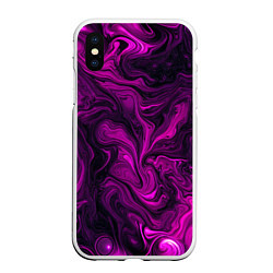 Чехол iPhone XS Max матовый Фиолетовые разводы текстура, цвет: 3D-белый