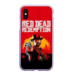 Чехол iPhone XS Max матовый Red Dead Redemption - cowboys, цвет: 3D-светло-сиреневый