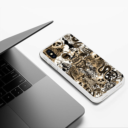 Чехол iPhone XS Max матовый Дракон и самураи в японском стиле / 3D-Белый – фото 3