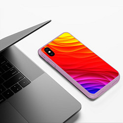 Чехол iPhone XS Max матовый Абстрактные волны текстура, цвет: 3D-сиреневый — фото 2