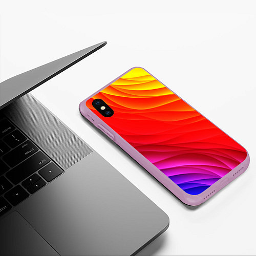 Чехол iPhone XS Max матовый Абстрактные волны текстура / 3D-Сиреневый – фото 3