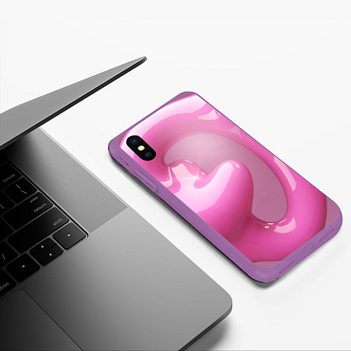 Чехол iPhone XS Max матовый Розовые краски абстракция / 3D-Фиолетовый – фото 3