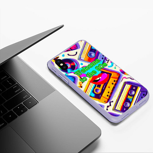 Чехол iPhone XS Max матовый Добро пожаловать в 90-е: Эра яркости и стиля / 3D-Светло-сиреневый – фото 3