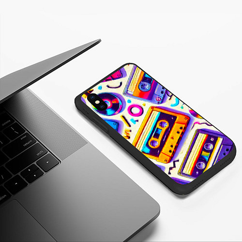 Чехол iPhone XS Max матовый Магия микстейпов: Цветная ностальгия / 3D-Черный – фото 3