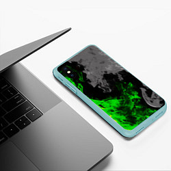 Чехол iPhone XS Max матовый Зелёный и чёрный огонь, цвет: 3D-мятный — фото 2