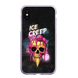 Чехол iPhone XS Max матовый Ice creep - рожок мороженого черепа, цвет: 3D-светло-сиреневый