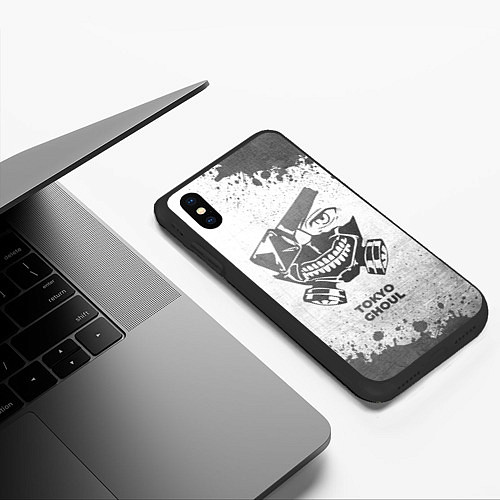 Чехол iPhone XS Max матовый Tokyo Ghoul - white gradient / 3D-Черный – фото 3