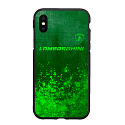 Чехол iPhone XS Max матовый Lamborghini - green gradient посередине, цвет: 3D-черный