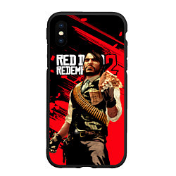 Чехол iPhone XS Max матовый Red Dead Redemption 2 - Wanted, цвет: 3D-черный