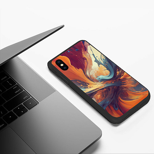 Чехол iPhone XS Max матовый Акриловая абстракция в стиле Vallejo / 3D-Черный – фото 3