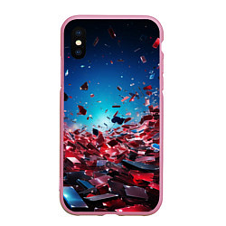 Чехол iPhone XS Max матовый Осколки плит в движении, цвет: 3D-розовый