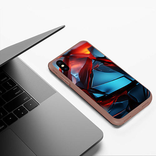 Чехол iPhone XS Max матовый Камни в красном освещении / 3D-Коричневый – фото 3