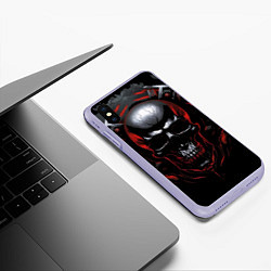 Чехол iPhone XS Max матовый Металлическо-красный череп, цвет: 3D-светло-сиреневый — фото 2