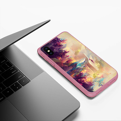 Чехол iPhone XS Max матовый Слияние цветов / 3D-Малиновый – фото 3