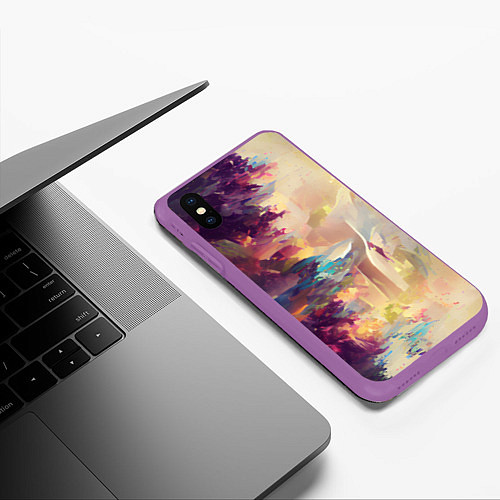 Чехол iPhone XS Max матовый Слияние цветов / 3D-Фиолетовый – фото 3