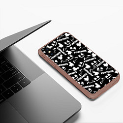 Чехол iPhone XS Max матовый Fortnite black pattern, цвет: 3D-коричневый — фото 2