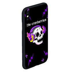 Чехол iPhone XS Max матовый The Cranberries неоновый череп, цвет: 3D-черный — фото 2