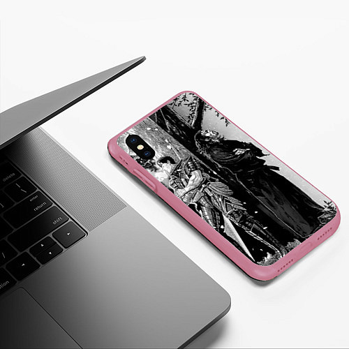 Чехол iPhone XS Max матовый Berserk and Miyamoto Musashi / 3D-Малиновый – фото 3