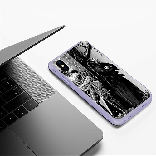 Чехол iPhone XS Max матовый Berserk and Miyamoto Musashi / 3D-Светло-сиреневый – фото 3