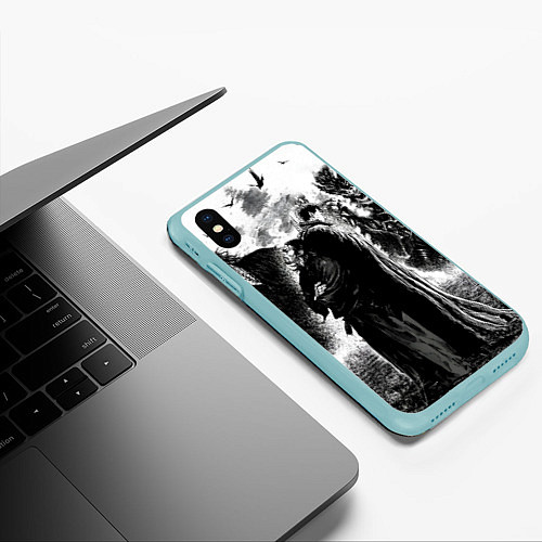 Чехол iPhone XS Max матовый Musashi Miyamoto And Berserk / 3D-Мятный – фото 3