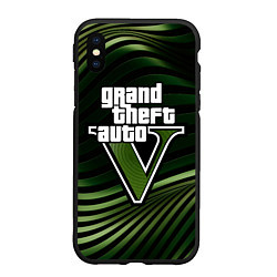 Чехол iPhone XS Max матовый Grand Theft Auto V - logo, цвет: 3D-черный