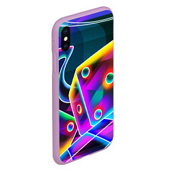 Чехол iPhone XS Max матовый Неоновая геометрия текстура, цвет: 3D-сиреневый — фото 2