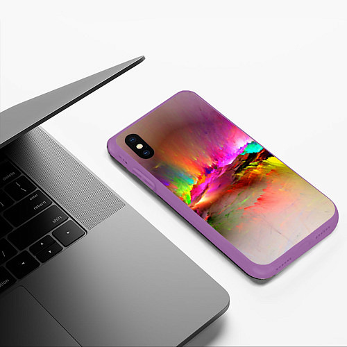 Чехол iPhone XS Max матовый Грозовые краски всплеск / 3D-Фиолетовый – фото 3