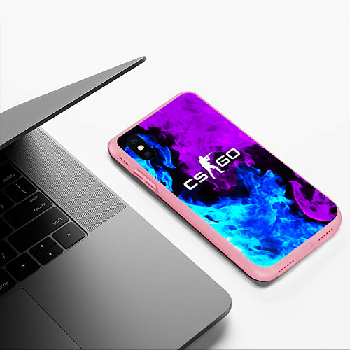 Чехол iPhone XS Max матовый CSGO neon flame / 3D-Баблгам – фото 3