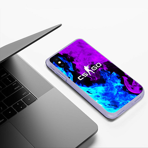 Чехол iPhone XS Max матовый CSGO neon flame / 3D-Светло-сиреневый – фото 3