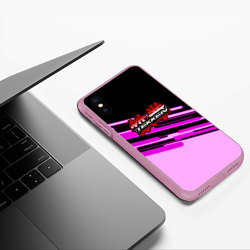 Чехол iPhone XS Max матовый Tekken pink line / 3D-Розовый – фото 3