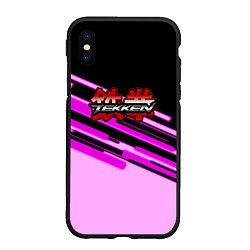 Чехол iPhone XS Max матовый Tekken pink line, цвет: 3D-черный