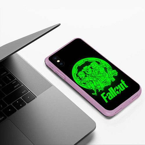 Чехол iPhone XS Max матовый Fallout - movie heroes / 3D-Сиреневый – фото 3