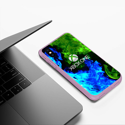 Чехол iPhone XS Max матовый Xbox битва огня / 3D-Сиреневый – фото 3