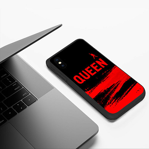 Чехол iPhone XS Max матовый Queen - red gradient посередине / 3D-Черный – фото 3