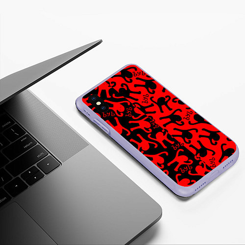 Чехол iPhone XS Max матовый ЪУЪ съука mem pattern / 3D-Светло-сиреневый – фото 3