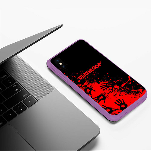 Чехол iPhone XS Max матовый Deathloop руки краска / 3D-Фиолетовый – фото 3