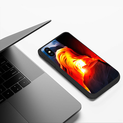 Чехол iPhone XS Max матовый Абстракция разлом / 3D-Черный – фото 3